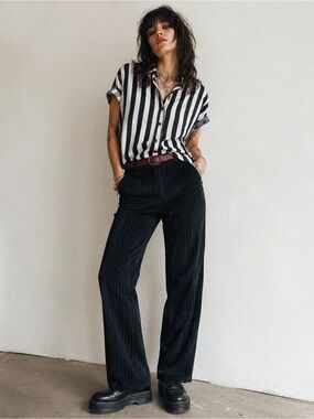 Vintage Blair Black and White Striped Top